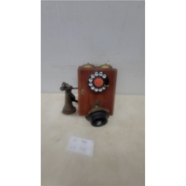 Antique Wall-Mounted Rotary Dial Telephone with wood Receiver