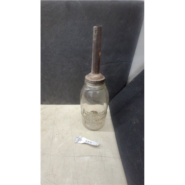 Atlas Mason Jar Oiler with Metal Spout and Lid