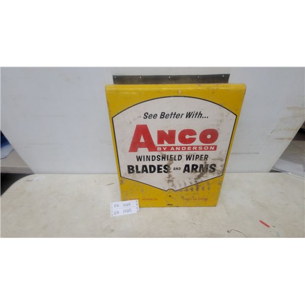 Anco Windshield Wiper Blades and Arms Display, "See Better With..." Sign, and Specs Chart 15”×18”