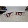 Image 1 : Two Exit Signs, White Metal Housing with Red Lettering, 8”×12”