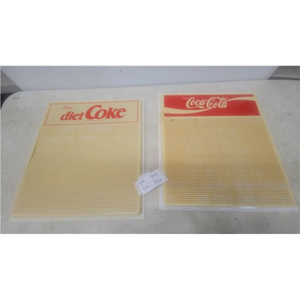 Two Coca-Cola and Diet Coke Menu Boards, Each with Grooved Letter Tracks 18”×20”