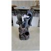 Image 1 : Decorative Resin Water Fountain with Antique Hand Pump, Weathered Posts, and Stacked Pots