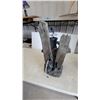 Image 5 : Decorative Resin Water Fountain with Antique Hand Pump, Weathered Posts, and Stacked Pots