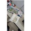 Image 3 : Rolling Suitcase and 3 Decorative Pillows: Cottage, Unicorn, and Floral Rabbit and needle point art
