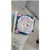 Image 5 : Rolling Suitcase and 3 Decorative Pillows: Cottage, Unicorn, and Floral Rabbit and needle point art
