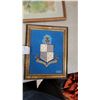 Image 2 : Four Framed Artworks and An Open hbc. Book with Illustrations