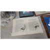 Image 5 : Four Framed Artworks and An Open hbc. Book with Illustrations