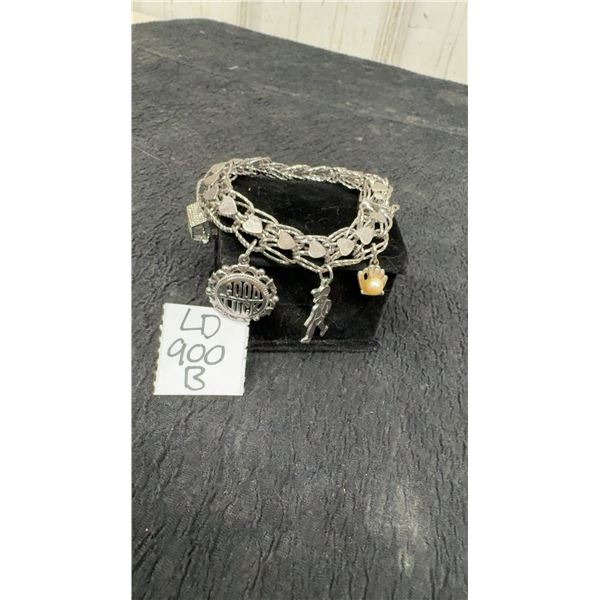 Sterling Silver Charm Bracelet, Total Weight 33 Grams