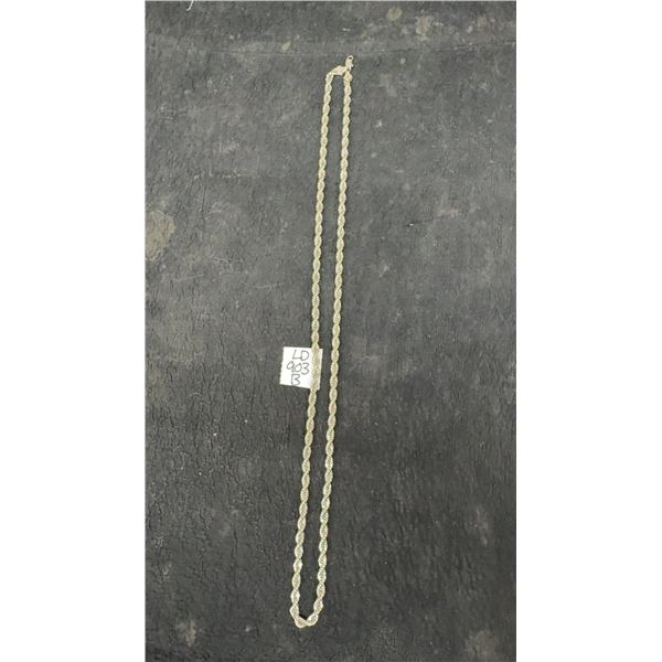 925S Twist Chain Necklace, Total Weight 45 Grams, Approx. 15” Long