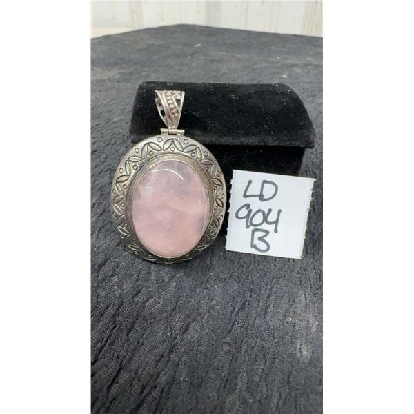 925S Rose Quartz Stone Pendant for Necklace, Total Weight 18 Grams