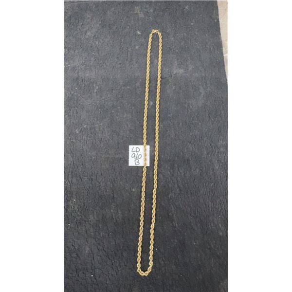 10K Twisted Chain, Approx. 12” Long, Total Weight 8 Grams