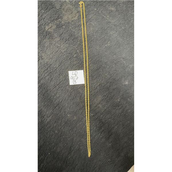 18K Twisted Necklace, Approx. 11” Long, Total Weight 6 Grams