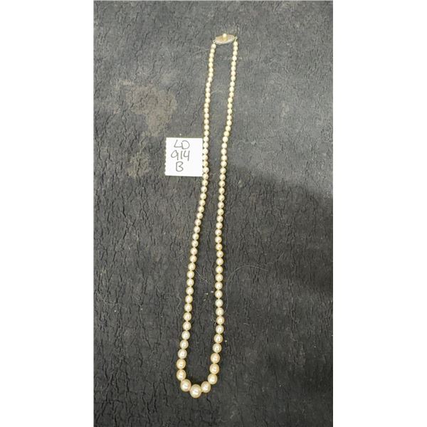 Real Pearl Necklace With Silver Clasp, Approx. 10” Long