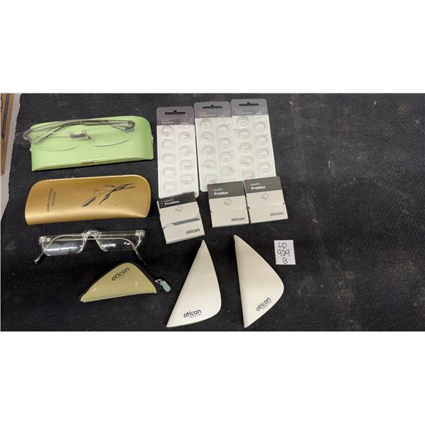 Oticon miniFit ProWax Filters, OpenBass and Open 8 mm Domes, Reading Glasses
