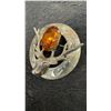 Image 4 : Silver With Amber Gemstone Brooch Total Weight 12 Grams