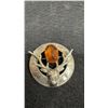 Image 5 : Silver With Amber Gemstone Brooch Total Weight 12 Grams