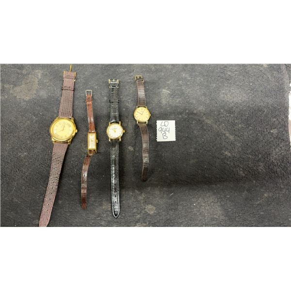 Lot of 4 Watches Including Seiko Quartz, Good Times, Geneva Quartz Gold-Tone Leather Strap
