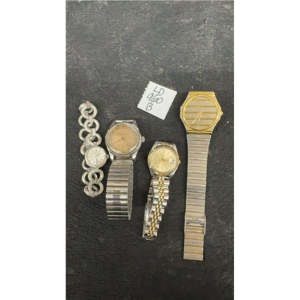 Lot of 4 Watches Including Bulova, Seiko, Two-Tone Octagonal Quartz