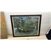 Image 3 : Two Pictures: Monkeys in the Orange Grove, 19 1/2 × 24” Rooster Collage, 24 × 24”, Slogan Art and