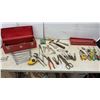 Image 1 : Metal Toolbox With Wrenches, Screwdrivers, Nut Drivers, Pliers, Drill Bits, Snips