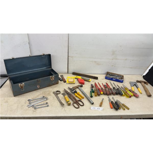 Toolbox With Sockets, Wrenches, Screwdrivers, Hammer, Snips, Stanley Utility Knife