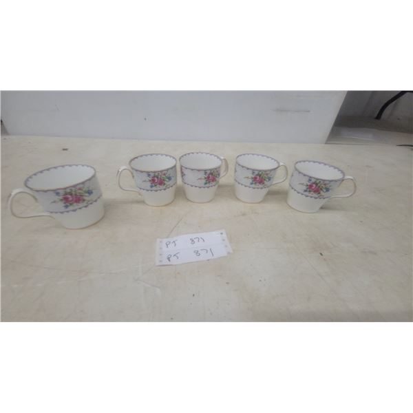 Royal Doulton Fine Bone China "Cross Stitch" Pattern Mugs with Floral Design, Set of 5