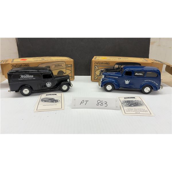 Ertl Collectibles Watkins 1936 Ford Panel Van and 1946 Chevrolet Suburban Die-Cast Vehicles, 1/25