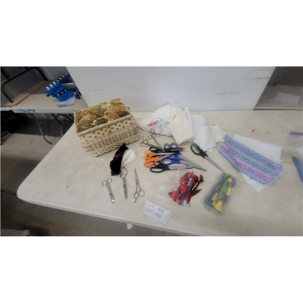 Singer Scissors, Sewing Basket, Embroidery Floss