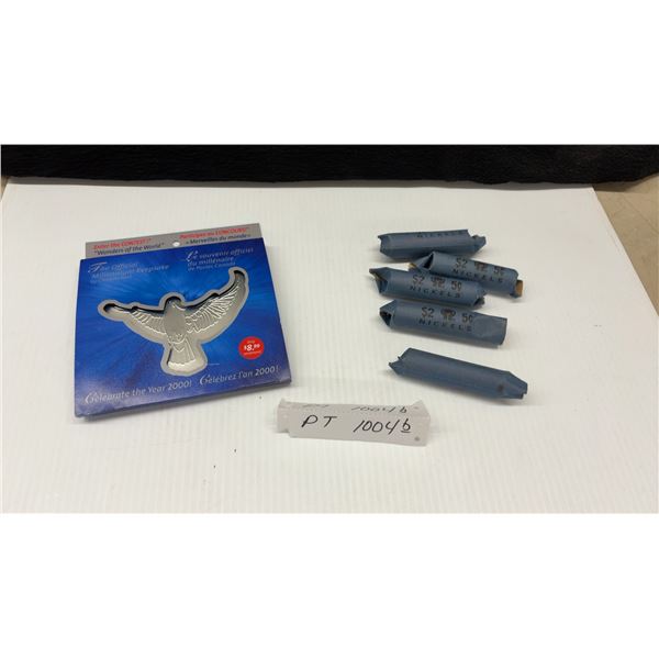 Canada Post Official Millennium Keepsake Year 2000 and Five Rolls of Canadian Nickels (May not be