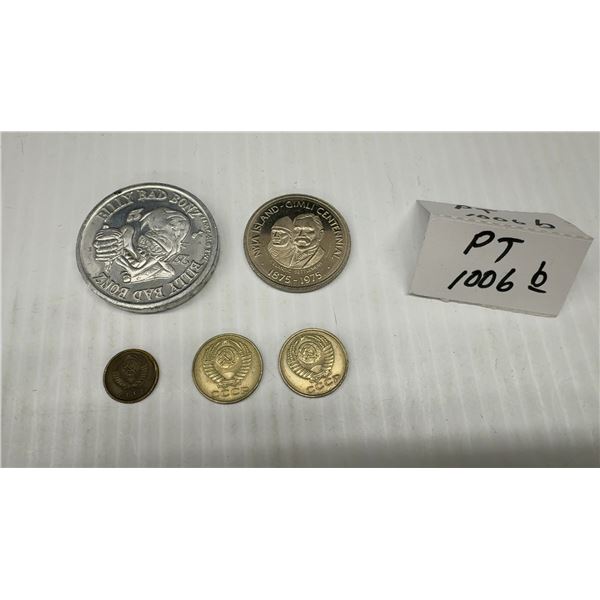 Billy Bad Boyz Token, Gimli Icelandic Settlement Centennial Coin and Soviet CCCP Coins
