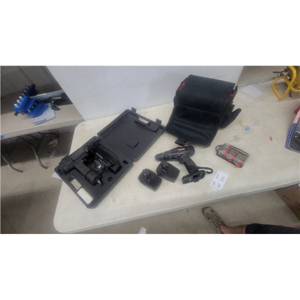 2-in-1 Finish Nailer/Stapler, Cordless Drill, 2 Batteries, no Charger, and Drill Bit Set