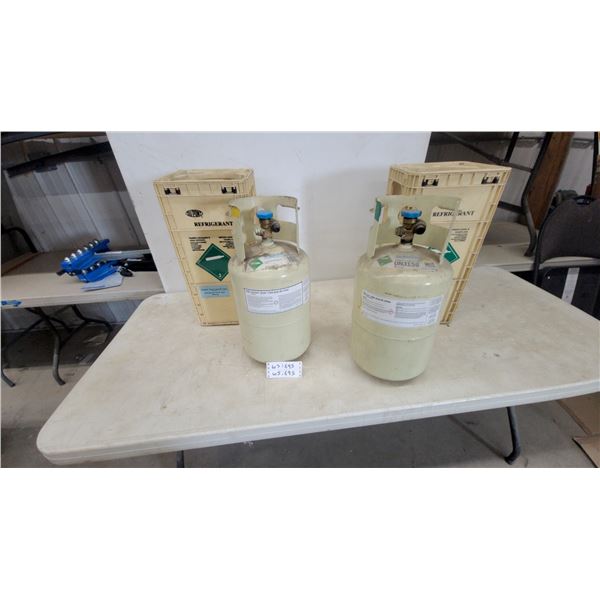 Two DuPont Suva 134a (R-134a) Refrigerant Cylinders, UN3159, and Two Crates