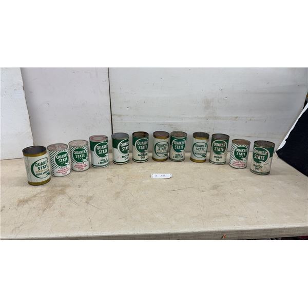 12 Quaker State Motor Oil, Super Blend and Automatic Transmission Fluid Cans, 1.14 and 1 Litre Cans