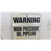 Image 4 : Enbridge Pipelines (Athabasca) Inc. Double-Sided "Warning High Pressure Oil Pipeline" Metal Sign