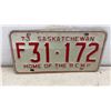 Image 2 : Saskatchewan 1973” Home of the RCMP" and 1969 License Plates