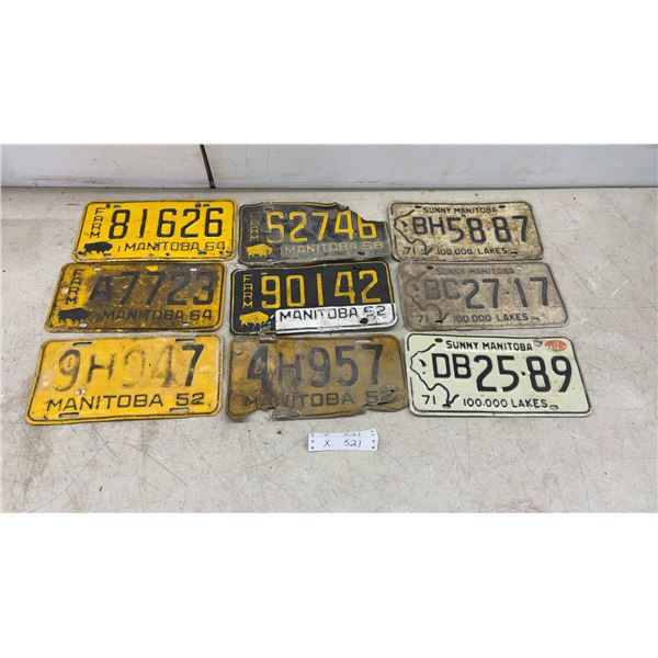 Vintage Manitoba License Plates, 1952-1971, Farm and Sunny Manitoba Set of 9