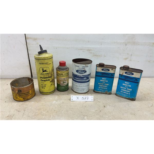 Vintage John Deere and Ford Automotive Tins Including Graphite, Motor Oil, Lubricant and More.