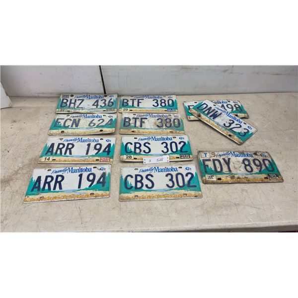 Friendly Manitoba License Plates, 1997-2012 Prairie Design, 11 Pieces