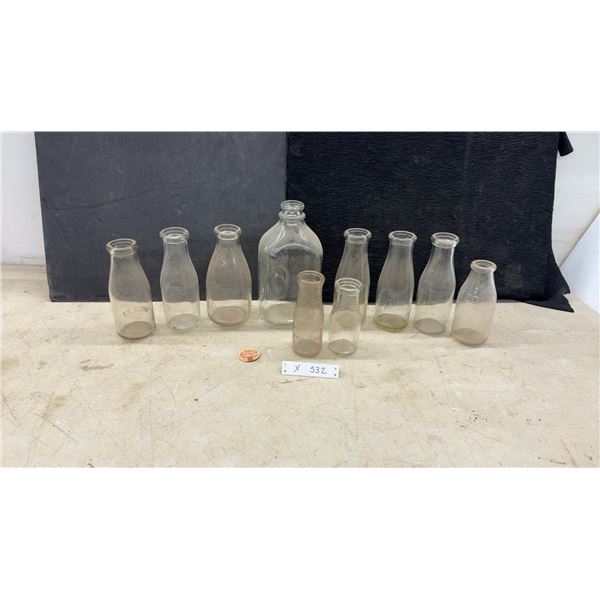 Antique Embossed Clear Glass Milk and Cream Bottles Including F.D. Honor, Knox, Pullar Bros.