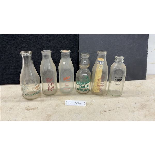 Vintage Glass Milk Bottles Including, Royal Oak, Wilson's, Wildwood, Hewitt's DairyCream Top