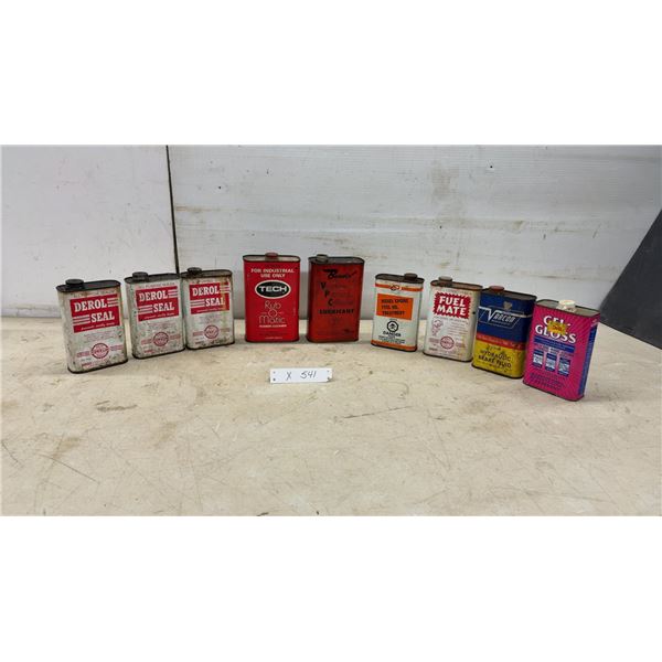 Vintage Tins Including Conklin Derol Seal, Tech Rub-O-Matic, Bendix and More, Some with Product