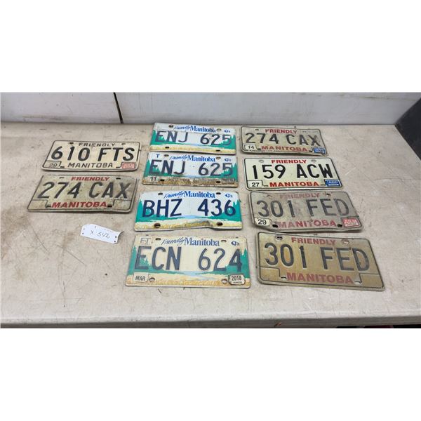 Ten Manitoba License Plates