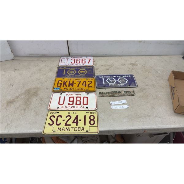 Vintage Manitoba License Plates Including 1955 Tag, 1973, 1976, 1977 and 1988