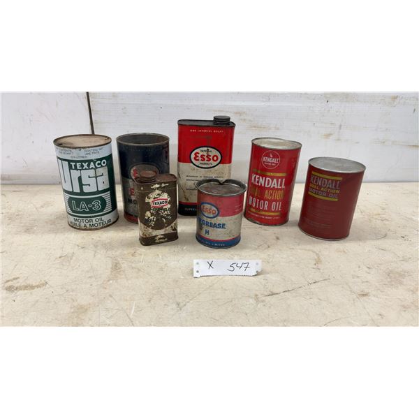 Vintage Texaco Ursa, Esso, Kendall Dual Action Motor Oil and Grease Cans, and More, Some with