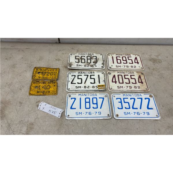 Vintage Manitoba Snowmobile License Plates 1976-1985 and Winnipeg/Winkler Bicycle Plates