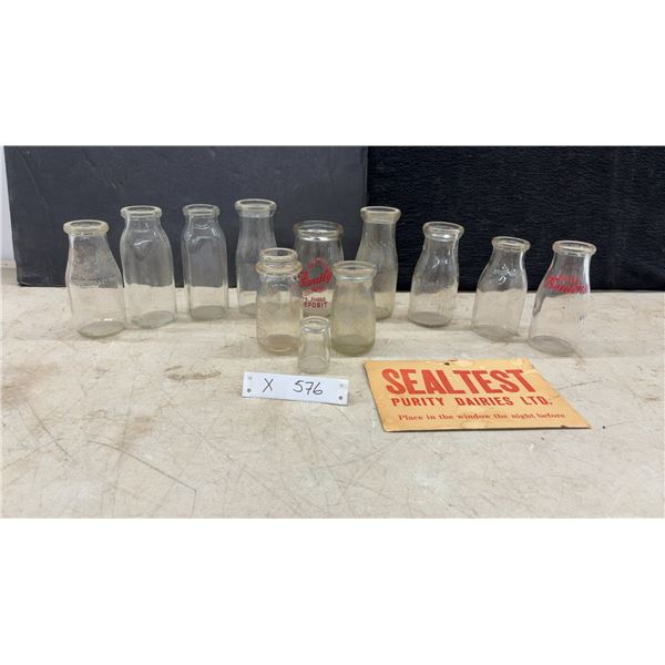 Vintage Glass Dairy Bottles, Family Creamery, Borden's, Sealtest