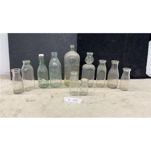 Vintage Glass Bottles, Farmers Dairy, Pure Milk Co. Milk Bottles, Swing-Top