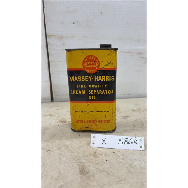 Massey-Harris Fine Quality Cream Separator Oil Can, One Imperial Quart, Toronto, Canada, With