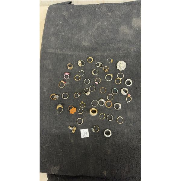 Large Collection of Assorted Fashion Rings in Various Styles and Materials