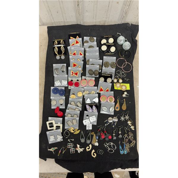 Large Lot of Earrings, Various Styles Including Hoops and Dangles